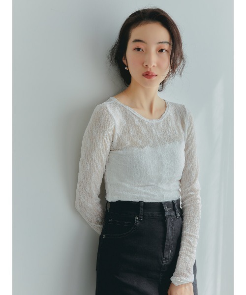 Ayla(アイラ)の「lace tops(Tシャツ/カットソー・レディース・アイボリー/ブラック/ベージュ・FREE)」の14枚目の写真