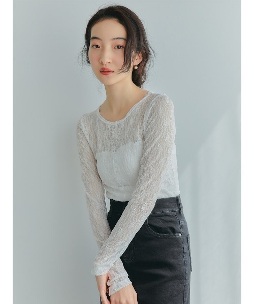 Ayla(アイラ)の「lace tops(Tシャツ/カットソー・レディース・アイボリー/ブラック/ベージュ・FREE)」の11枚目の写真
