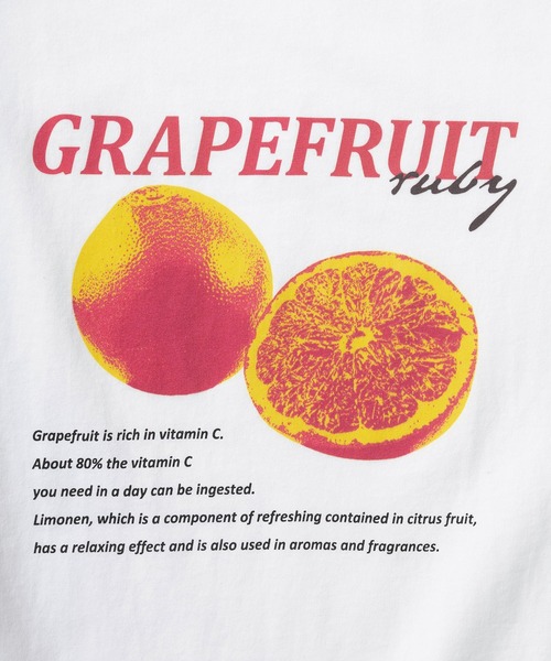 TIMELY WARNING(タイムリーワーニング)の「レトロタッチ ユニークフォトプリント リンガーデザイン 半袖Tシャツ/オーバーサイズ/GRAPEFRUIT/FRESH Fruits/PENGUIN/【TIMELY WARNING】(Tシャツ/カットソー・レディース・オレンジ/ホワイト×ブルー/ホワイト×ブラック・M/L/XL)」の10枚目の写真