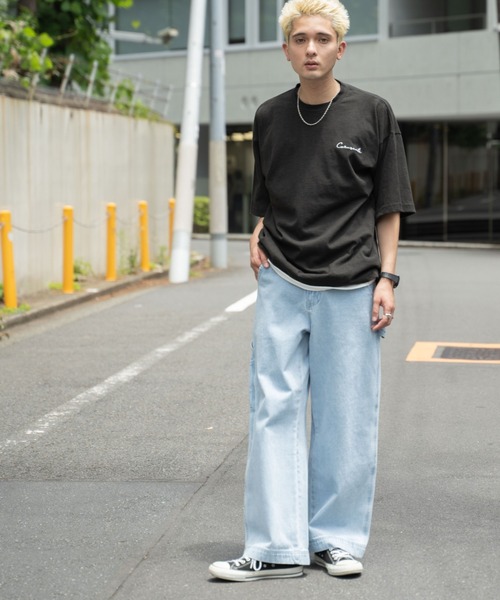 WEGO(ウィゴー)の「WEGO/【2点セット】アクセ付きアンサンブルスラブBIGT(アンサンブル・メンズ・ベージュ系その他/ブラック・MEDIUM/LARGE)」の4枚目の写真