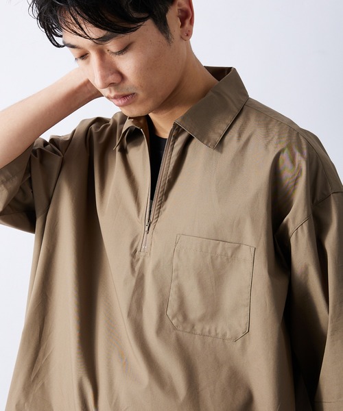 417 EDIFICE(フォーワンセブンエディフィス)の「【ZOZO限定】ハーフZIPシャツ(シャツ/ブラウス・メンズ・グレー/アイボリー/ベビーピンク/ダークネイビー/オリーブドラブ/ベージュ/ネイビー・S/M/L/XL/XXL)」の21枚目の写真