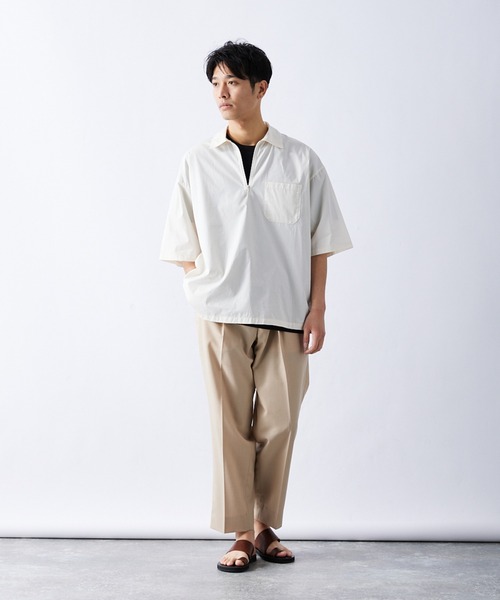 417 EDIFICE(フォーワンセブンエディフィス)の「【ZOZO限定】ハーフZIPシャツ(シャツ/ブラウス・メンズ・グレー/アイボリー/ベビーピンク/ダークネイビー/オリーブドラブ/ベージュ/ネイビー・S/M/L/XL/XXL)」の8枚目の写真