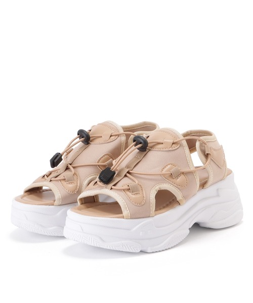 Lace Ladies（レースレディース）の「ナローストラップ付き厚底スニーカーサンダル（サンダル・レディース・ブラック/ブルー/ブラック×ホワイト/ホワイト/ベージュ・22.5/23/23.5/24/24.5/ 25）」の4枚目の写真