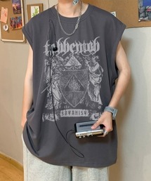 タンクトップ（グレー/灰色系・前面プリント）ファッション通販