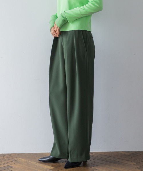 yuw（ユウ）の「タックワイドパンツ　969472（その他パンツ・レディース・ブラック/ブルー/カーキ・MEDIUM/LARGE）」の3枚目の写真