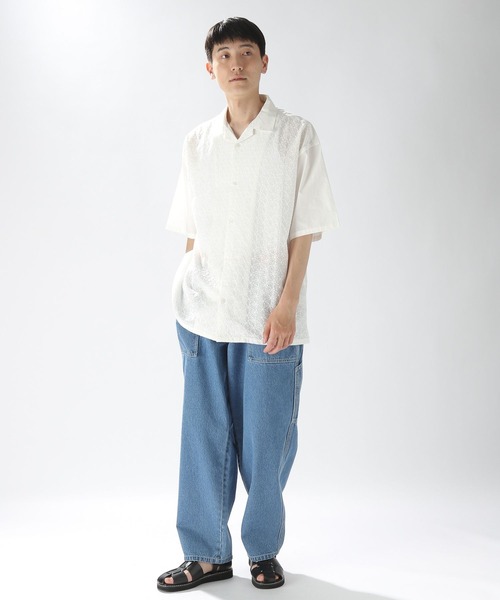 niko and...（ニコアンド）の「レース切り替えショートスリーブシャツ（シャツ/ブラウス・メンズ・オフホワイト/ブラック・LARGE/MEDIUM）」の7枚目の写真