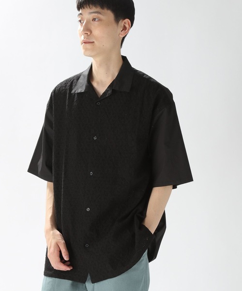 niko and...（ニコアンド）の「レース切り替えショートスリーブシャツ（シャツ/ブラウス・メンズ・オフホワイト/ブラック・LARGE/MEDIUM）」の6枚目の写真