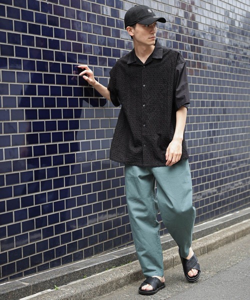 niko and...（ニコアンド）の「レース切り替えショートスリーブシャツ（シャツ/ブラウス・メンズ・オフホワイト/ブラック・LARGE/MEDIUM）」の5枚目の写真
