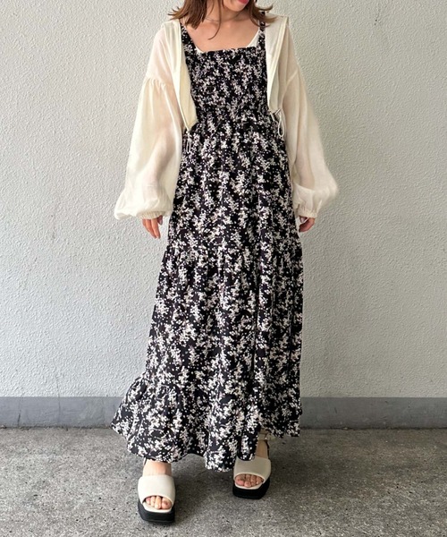とても人気♥夏シャーリングラブリーワンピース★(24_433) セール】2Way花柄シャーリングノースリーブワンピース