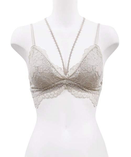 ANNEBRA(アンブラ)の「Pleat 2WAYバッククロスレースブラレット(ブラジャー・レディース・ベージュ/ライトブルー・L/M/S)」の2枚目の写真