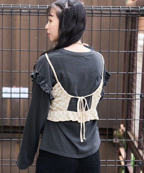 「FREAK'S STORE」 キャミソールブラウス MEDIUM グレー レディース FREAK'S STORE（フリークスストア）の「インド レース キャミ