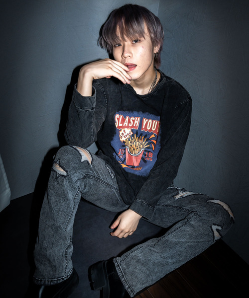 DEVICE(デバイス)の「ジャンキープリント ピグメント 長袖 ロンT ロングスリーブTシャツ(Tシャツ/カットソー・レディース・ダークグレー/グレー系その他2/グレー系その他/グレー系その他3/グレー系その他4・FREE)」の21枚目の写真