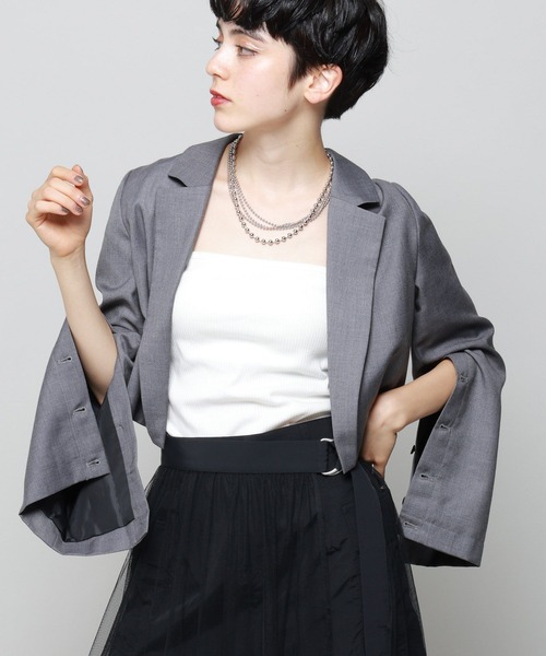 PAGEBOY（ページボーイ）の「ショートテーラードジャケット（テーラードジャケット・レディース・チャコールグレー/ブラック/ベージュ・FREE）」の11枚目の写真