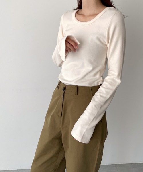 CANAL JEAN(キャナルジーン)の「RED CHOP WORKS リブフィットロングTシャツ(Tシャツ/カットソー・レディース・ブラック/バーガンディー/ホワイト/ブルー・ONE SIZE)」の21枚目の写真