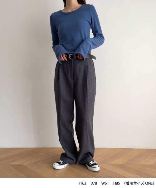 CANAL JEAN(キャナルジーン)の「RED CHOP WORKS リブフィットロングTシャツ(Tシャツ/カットソー・レディース・ブラック/バーガンディー/ホワイト/ブルー・ONE SIZE)」の8枚目の写真