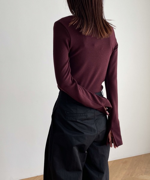 CANAL JEAN(キャナルジーン)の「RED CHOP WORKS リブフィットロングTシャツ(Tシャツ/カットソー・レディース・ブラック/バーガンディー/ホワイト/ブルー・ONE SIZE)」の18枚目の写真