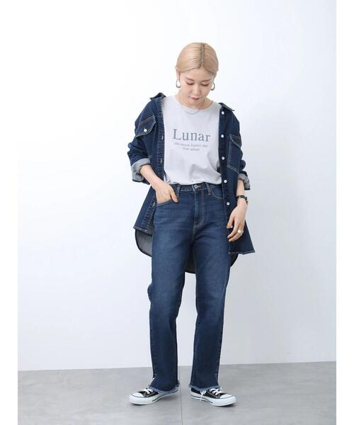 Samansa Mos2 blue（サマンサモスモスブルー）の「【ECO DENIM】シャツジャケット（ノーカラージャケット・レディース・ネイビー/ブルー/ブラック・F）」の16枚目の写真