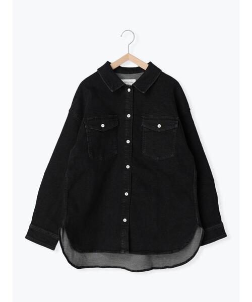 Samansa Mos2 blue（サマンサモスモスブルー）の「【ECO DENIM】シャツジャケット（ノーカラージャケット・レディース・ネイビー/ブルー/ブラック・F）」の22枚目の写真