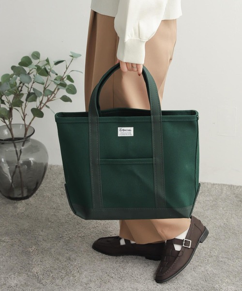 ORCIVAL(オーシバル)の「ORCIVAL HANPU TOTE BAG M(トートバッグ・レディース・チャコールグレー/グリーン/イエロー/ホワイト系その他/オレンジ/グレー系その他・ONE)」の4枚目の写真