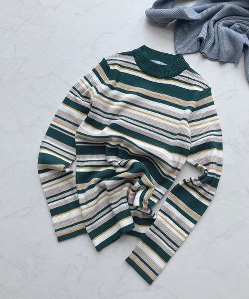 AS KNOW AS plus（アズノゥアズプラス）の「☆BASICリブハイネックニットプルオーバー（ニット/セーター・レディース・ホワイト系/ブラック系/ベージュ系/グリーン系その他/グレイッシュブルー/ブラック/グレイッシュベージュ/オフホワイト/グリーン系その他2/レッド系その他3/グリーン系その他3・FREE）」の7枚目の写真