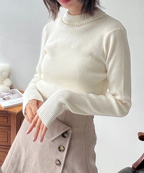 AS KNOW AS plus（アズノゥアズプラス）の「☆BASICリブハイネックニットプルオーバー（ニット/セーター・レディース・ホワイト系/ブラック系/ベージュ系/グリーン系その他/グレイッシュブルー/ブラック/グレイッシュベージュ/オフホワイト/グリーン系その他2/レッド系その他3/グリーン系その他3・FREE）」の12枚目の写真