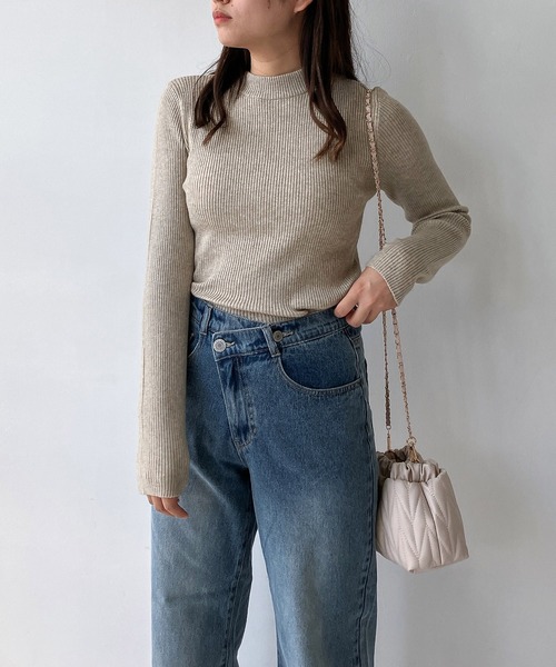 AS KNOW AS plus（アズノゥアズプラス）の「☆BASICリブハイネックニットプルオーバー（ニット/セーター・レディース・ホワイト系/ブラック系/ベージュ系/グリーン系その他/グレイッシュブルー/ブラック/グレイッシュベージュ/オフホワイト/グリーン系その他2/レッド系その他3/グリーン系その他3・FREE）」の14枚目の写真