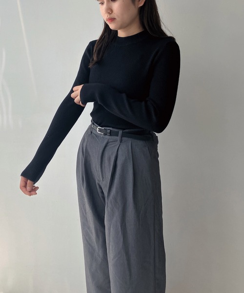 AS KNOW AS plus（アズノゥアズプラス）の「☆BASICリブハイネックニットプルオーバー（ニット/セーター・レディース・ホワイト系/ブラック系/ベージュ系/グリーン系その他/グレイッシュブルー/ブラック/グレイッシュベージュ/オフホワイト/グリーン系その他2/レッド系その他3/グリーン系その他3・FREE）」の22枚目の写真