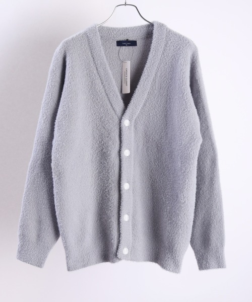 WESTSEA(ウエストシー)の「フェザーヤーンニット ルーズサイズ 長袖Vカーディガン(カーディガン/ボレロ・メンズ・ターコイズブルー/ライトグレー/ブラック/グレイッシュブルー/チャコール/ワイン/マスタード/グレー系その他/ライトブルー/ライトベージュ/ダークネイビー/プラム・L/M)」の3枚目の写真