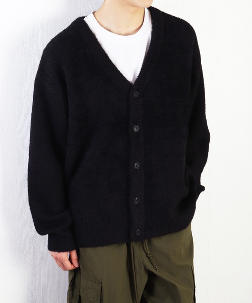 WESTSEA(ウエストシー)の「フェザーヤーンニット ルーズサイズ 長袖Vカーディガン(カーディガン/ボレロ・メンズ・ターコイズブルー/ライトグレー/ブラック/グレイッシュブルー/チャコール/ワイン/マスタード/グレー系その他/ライトブルー/ライトベージュ/ダークネイビー/プラム・L/M)」の14枚目の写真
