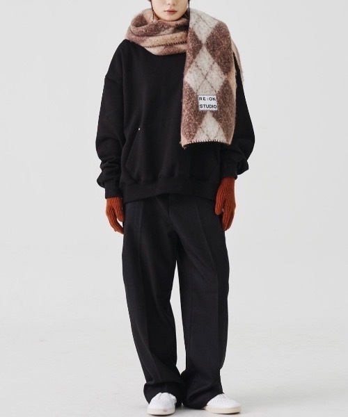 REON STUDIO（レオンスタジオ）の「韓国ブランド RE:ON STUDIO レオンスタジオ EMBROIDERY CHECK MUFFLER ステッチ チェックマフラー ボリューム マフラー アーガイル柄 マフラー 防寒グッズ 韓国ファッション（マフラー・メンズ・ブルー/ブラウン/ブラック/グリーン・ONE SIZE）」の18枚目の写真