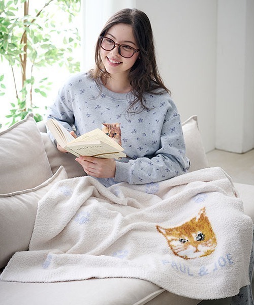 PAUL&JOE】ランダム猫足跡ジャガード ブランケット（その他ルーム