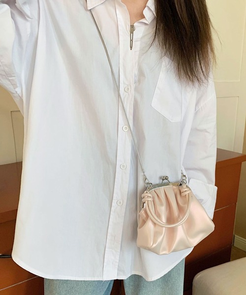 florist(フローリスト)の「【2WAY/3WAY】シャイニングレザーがま口ハンドバッグ/ショルダーバッグ(ハンドバッグ・レディース・ホワイト/ピンク・FREE)」の6枚目の写真