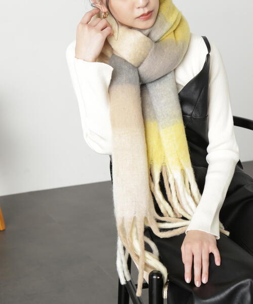 FREE'S MART（フリーズマート）の「◆大柄チェックストール（マフラー・レディース・ブルー系その他/イエロー系その他/ピンク系その他・ﾌﾘ-）」の18枚目の写真