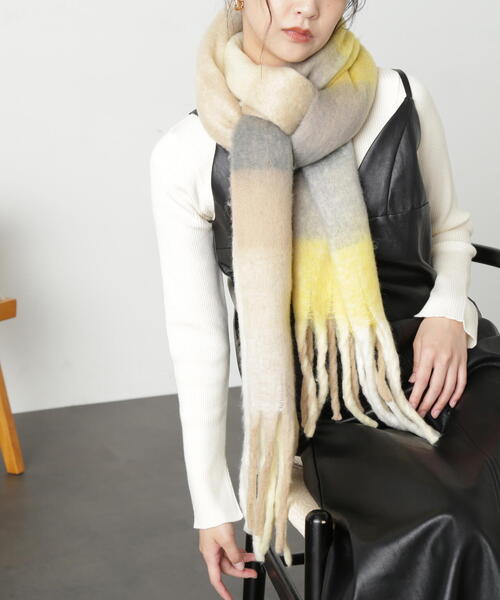 FREE'S MART（フリーズマート）の「◆大柄チェックストール（マフラー・レディース・ブルー系その他/イエロー系その他/ピンク系その他・ﾌﾘ-）」の19枚目の写真
