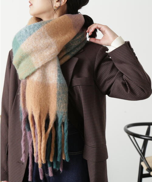 FREE'S MART（フリーズマート）の「◆大柄チェックストール（マフラー・レディース・ブルー系その他/イエロー系その他/ピンク系その他・ﾌﾘ-）」の11枚目の写真