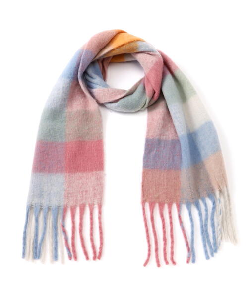 FREE'S MART（フリーズマート）の「◆大柄チェックストール（マフラー・レディース・ブルー系その他/イエロー系その他/ピンク系その他・ﾌﾘ-）」の5枚目の写真