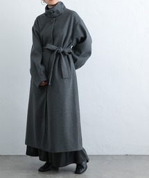 ベルト付ボリューム袖ステンカラーコート