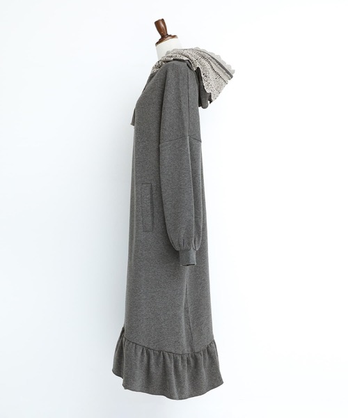 somari imagination（ソマリ イマジネーション）の「『裏シャギーレースパーカーワンピース』（ワンピース・レディース・ブラック/チャコールグレー・FREE）」の6枚目の写真