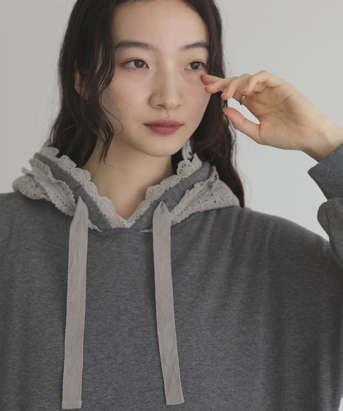 somari imagination（ソマリ イマジネーション）の「『裏シャギーレースパーカーワンピース』（ワンピース・レディース・ブラック/チャコールグレー・FREE）」の20枚目の写真