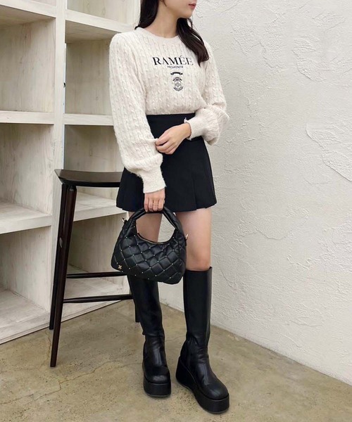 one after another NICE CLAUP（ワンアフターアナザーナイスクラップ）の「スタッズ付きキルティングホーボーバック（ショルダーバッグ・レディース・ブラック/アイボリー/ミント・FREE）」の17枚目の写真