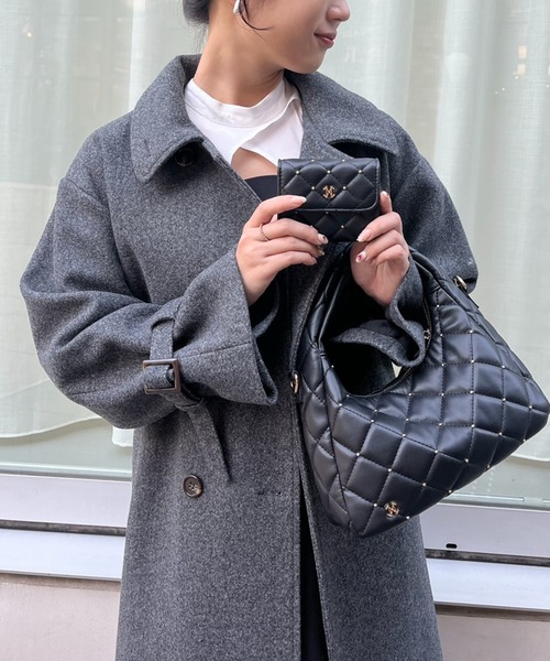 one after another NICE CLAUP（ワンアフターアナザーナイスクラップ）の「スタッズ付きキルティングホーボーバック（ショルダーバッグ・レディース・ブラック/アイボリー/ミント・FREE）」の19枚目の写真