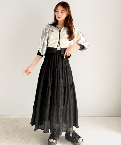 mily bilet（ミウィビレット）の「【mily bilet】女子っぽストリート♪サイドジャガードテープ胸刺繍ショートトラックジャケット（ブルゾン・レディース・ネイビー/アイボリー/ブラック/チャコールグレー/ベージュ・SMALL/MEDIUM/LARGE/X-LARGE）」の13枚目の写真