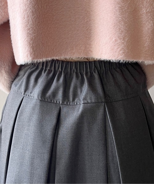 【お値下げ】WAACワックグレー プリーツスカート ウエストバンド付き お値下げ】WAACワックグレー プリーツスカート ウエストバンド