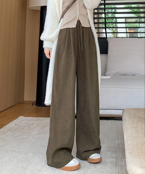 Miniministore(ミニミニストア)の「ワイドパンツ ハイウエスト 春秋冬 韓国(スラックス・レディース・ダークネイビー/ブラック/ダークブラウン/ベージュ/ブラウン/オフホワイト・FREE)」の4枚目の写真