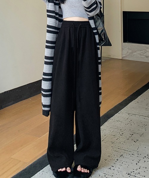 Miniministore(ミニミニストア)の「ワイドパンツ ハイウエスト 春秋冬 韓国(スラックス・レディース・ダークネイビー/ブラック/ダークブラウン/ベージュ/ブラウン/オフホワイト・FREE)」の1枚目の写真