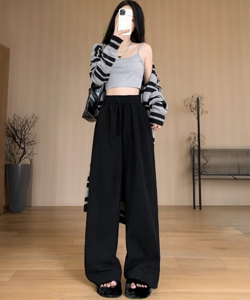 Miniministore(ミニミニストア)の「ワイドパンツ ハイウエスト 春秋冬 韓国(スラックス・レディース・ダークネイビー/ブラック/ダークブラウン/ベージュ/ブラウン/オフホワイト・FREE)」の8枚目の写真