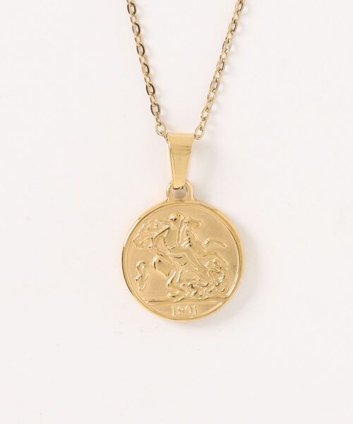 PARKS TOKYO SELECT（パークストウキョウセレクト）の「金属アレルギー対応 サージカルステンレス/316L 英国メダルコインネックレス/ペンダント（ネックレス・レディース・ゴールド/シルバー・FREE）」の5枚目の写真