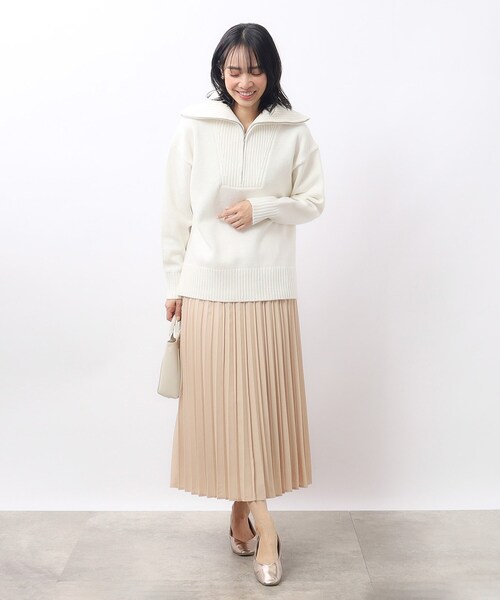 OPAQUE.CLIP（オペークドットクリップ）の「◆ハーフZIPミドルゲージニット【洗濯機洗い可】（ニット/セーター・レディース・ライトパープル/ホワイト/グレー・40/38）」の10枚目の写真