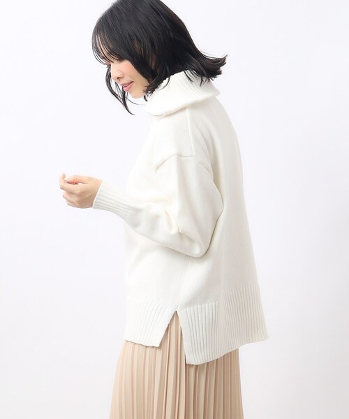 OPAQUE.CLIP（オペークドットクリップ）の「◆ハーフZIPミドルゲージニット【洗濯機洗い可】（ニット/セーター・レディース・ライトパープル/ホワイト/グレー・40/38）」の12枚目の写真