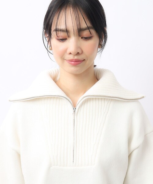 OPAQUE.CLIP（オペークドットクリップ）の「◆ハーフZIPミドルゲージニット【洗濯機洗い可】（ニット/セーター・レディース・ライトパープル/ホワイト/グレー・40/38）」の16枚目の写真